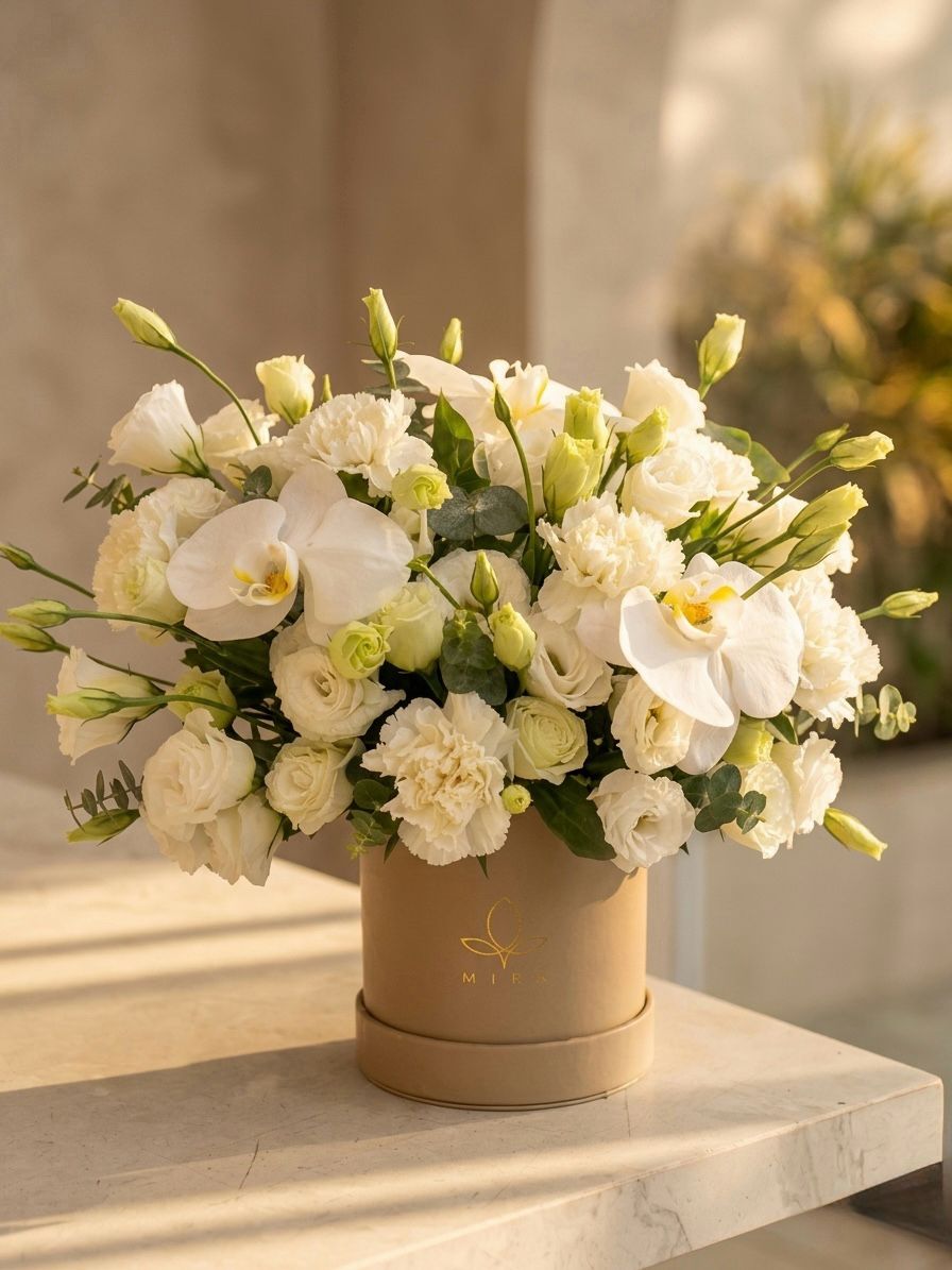 Giardinetto Collection in White - Premium Ecuadorian white roses garden-style arrangement